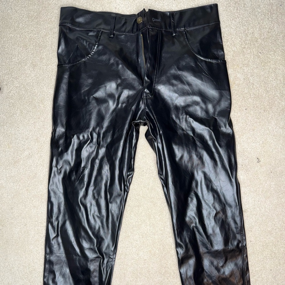 Men's Black Leather Pants 36”